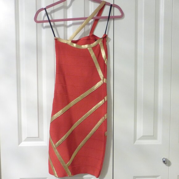 BEBE Orange and gold accents bandage dress - Picture 9 of 14